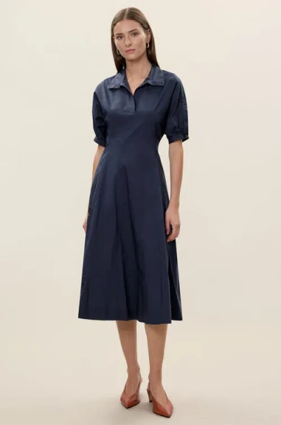 Rebecca Taylor Aisley Poplin Dress In Blue