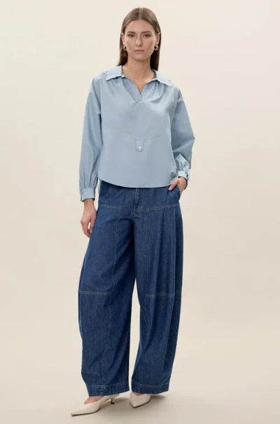 Rebecca Taylor Aisley Poplin Shirt In Blue