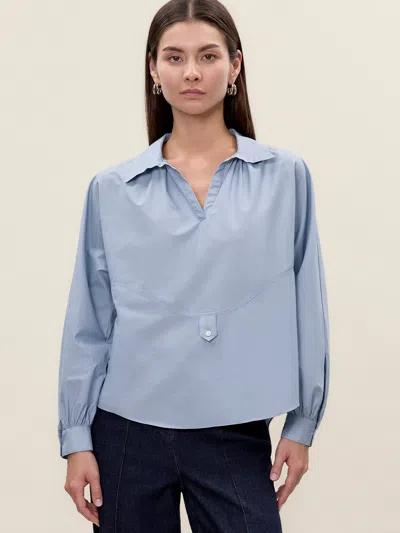 Rebecca Taylor Aisley Poplin Shirt In Blue