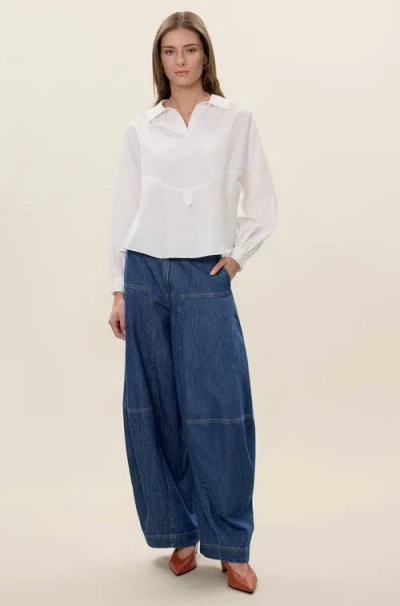 Rebecca Taylor Aisley Poplin Shirt In White