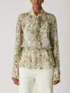 Rebecca Taylor All Over Floral On Viscose Chiffon Tie Front Blouse In Multi