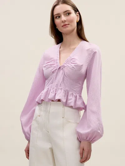 Rebecca Taylor Allegra Stripe Blouse In Purple