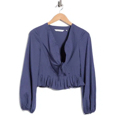 Rebecca Taylor Allegra Stripe Long Sleeve Crop Peplum Top In Purple