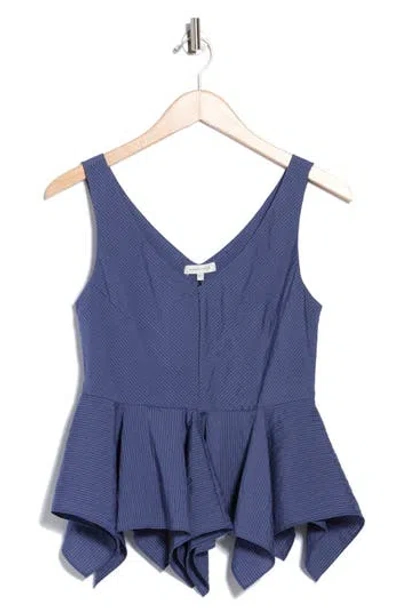 Rebecca Taylor Allegra Stripe Peplum Top In Blue