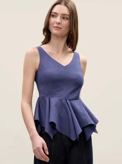 Rebecca Taylor Allegra Stripe Top In Navy