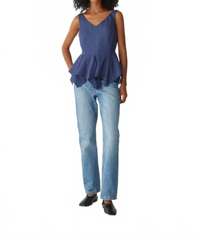 Rebecca Taylor Allegra Striped Sleeveless Top In Navy In Blue