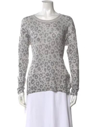 Pre-owned Rebecca Taylor Animal Print Crew Neck Sweater In Gray