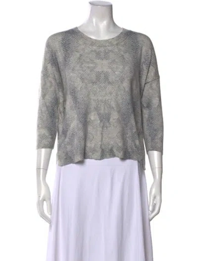 Pre-owned Rebecca Taylor Animal Print Crew Neck Sweater In Gray
