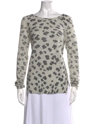 Pre-owned Rebecca Taylor Animal Print Crew Neck Sweater In Grey