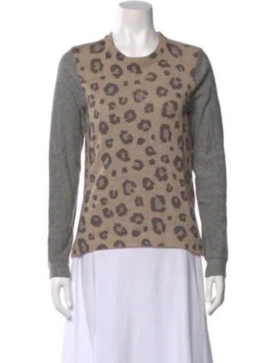 Pre-owned Rebecca Taylor Animal Print Crew Neck Sweater In Multi