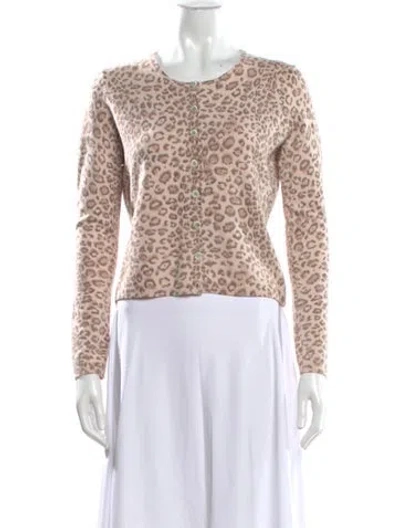 Pre-owned Rebecca Taylor Animal Print Crew Neck Sweater In Neutral