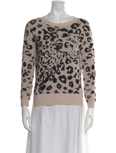 Pre-owned Rebecca Taylor Animal Print Crew Neck Sweater In Neutral