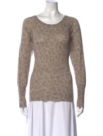 Pre-owned Rebecca Taylor Animal Print Crew Neck Sweater In Neutral