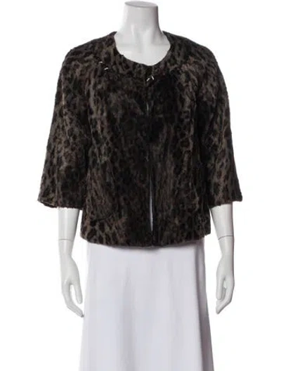 Pre-owned Rebecca Taylor Animal Print Faux Fur Jacket In Multi