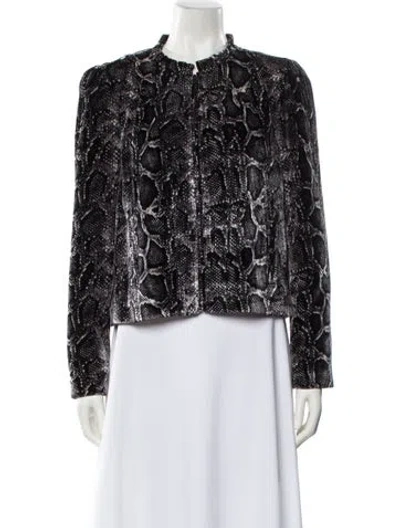 Pre-owned Rebecca Taylor Animal Print Jacket In Black