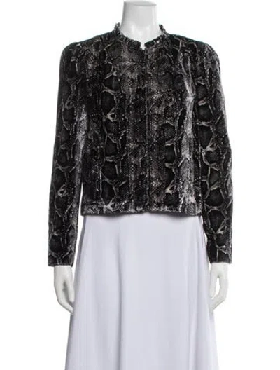 Pre-owned Rebecca Taylor Animal Print Jacket In Black