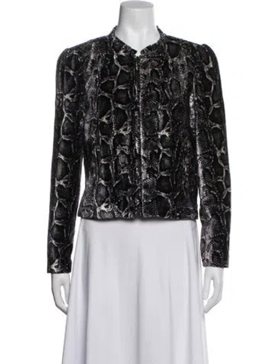 Pre-owned Rebecca Taylor Animal Print Jacket In Black