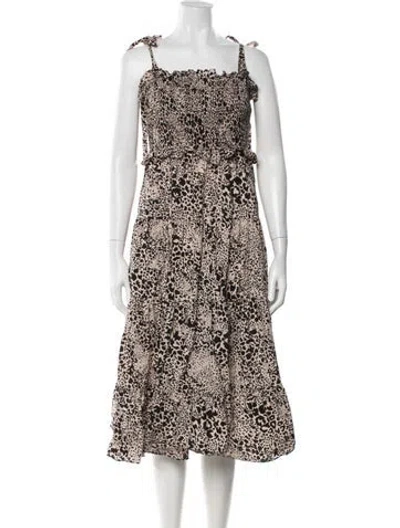 Pre-owned Rebecca Taylor Animal Print Midi Length Dress In Neutral