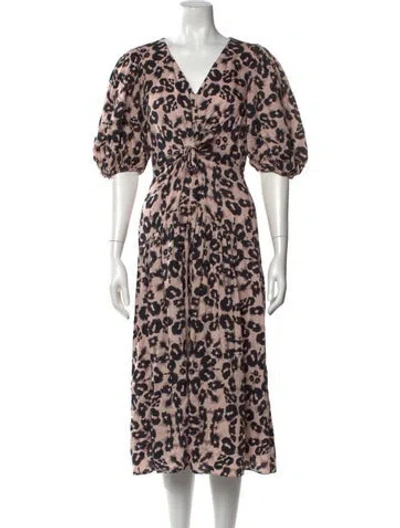Pre-owned Rebecca Taylor Animal Print Midi Length Dress In Neutral