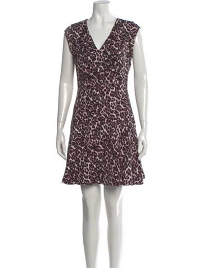 Pre-owned Rebecca Taylor Animal Print Mini Dress In Purple
