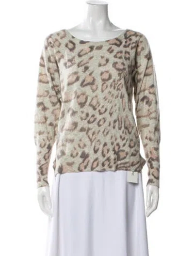 Pre-owned Rebecca Taylor Animal Print Scoop Neck Sweater In Blue