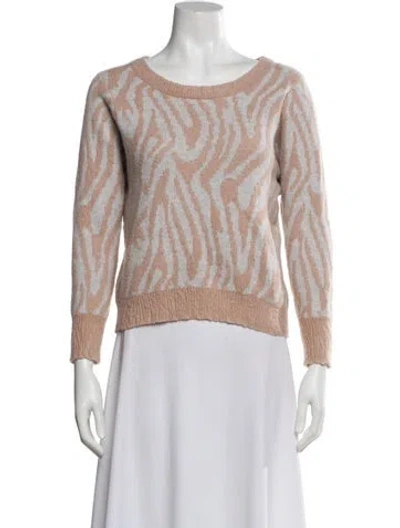 Pre-owned Rebecca Taylor Animal Print Scoop Neck Sweater In Gray