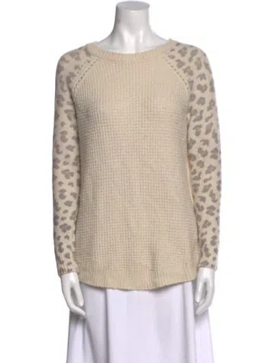 Pre-owned Rebecca Taylor Animal Print Scoop Neck Sweater In Neutral