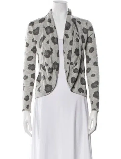 Pre-owned Rebecca Taylor Animal Print V-neck Sweater In Gray