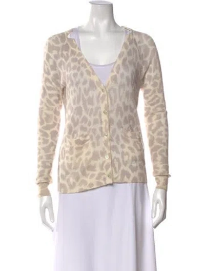 Pre-owned Rebecca Taylor Animal Print V-neck Sweater In Multi