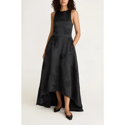 Rebecca Taylor Applique Sculptured Midi Dress In Black