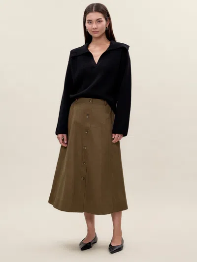 Rebecca Taylor Aria Twill Skirt In Green