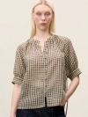 Rebecca Taylor Aster Gingham Blouse In Blue Combo