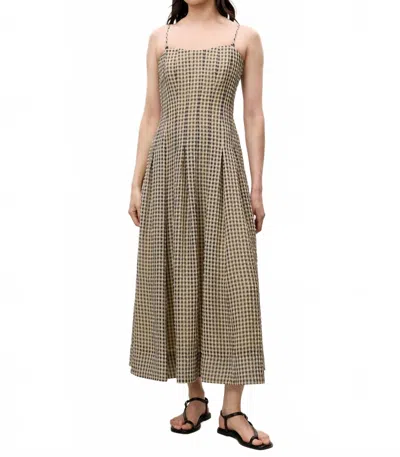 Rebecca Taylor Aster Gingham Maxi Dress In Blue Combo In Beige