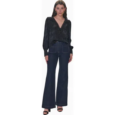 Rebecca Taylor Audrey Jacquard Blouse In Blue