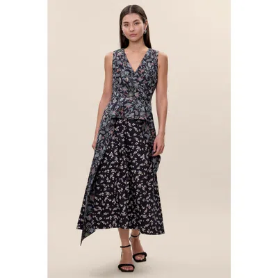 Rebecca Taylor Aurelia Stretch Linen Dress In Black