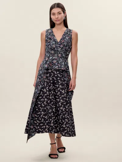 Rebecca Taylor Aurelia Stretch Linen Dress In Multi