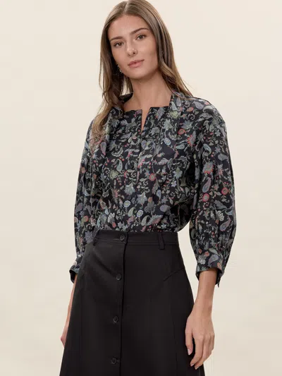 Rebecca Taylor Aurelia Stretch Linen Top In Purple