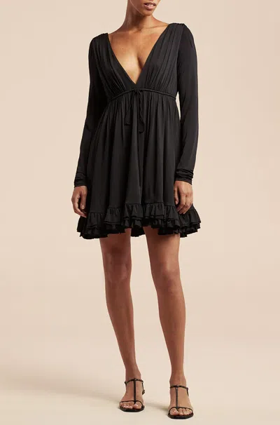 Rebecca Taylor Babydoll Long Sleeve Dress In Black