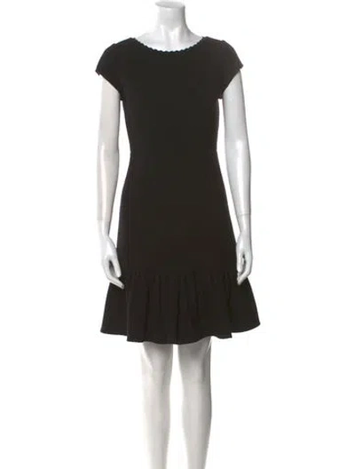 Pre-owned Rebecca Taylor Bateau Neckline Mini Dress In Black