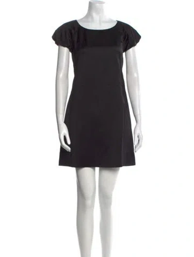 Pre-owned Rebecca Taylor Bateau Neckline Mini Dress In Black