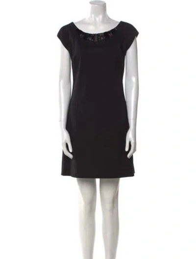 Pre-owned Rebecca Taylor Bateau Neckline Mini Dress In Black