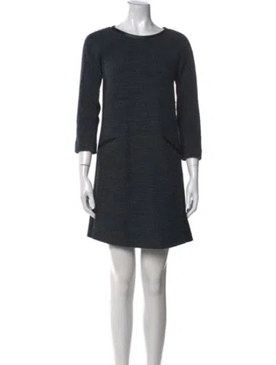Pre-owned Rebecca Taylor Bateau Neckline Mini Dress In Black