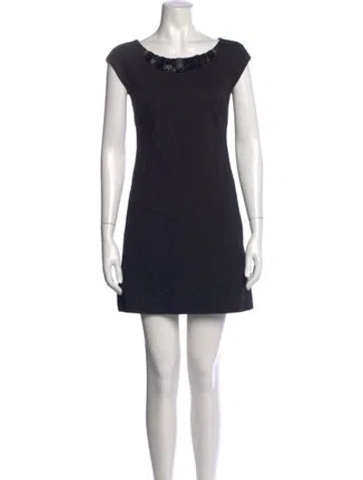Pre-owned Rebecca Taylor Bateau Neckline Mini Dress In Gray