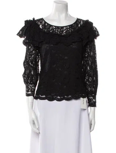 Pre-owned Rebecca Taylor Bateau Neckline Three-quarter Sleeve Blouse In Black