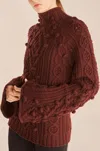 Rebecca Taylor Bauble Cableknit Turtleneck In Brown