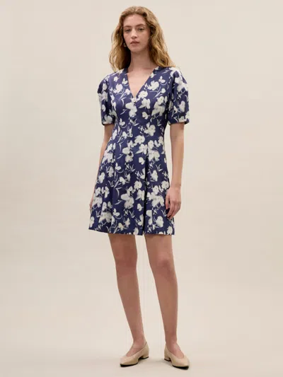Rebecca Taylor Bea Linen Mini Dress In Blue