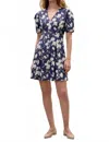 Rebecca Taylor Bea Linen Mini Dress In Navy Combo In Black