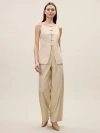 Rebecca Taylor Beatrice Stretch Linen Pant In Sand