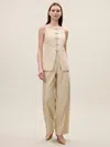 Rebecca Taylor Beatrice Stretch Linen Pant In Sand