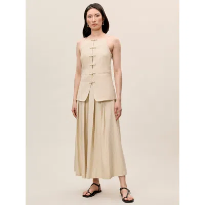 Rebecca Taylor Beatrice Stretch Linen Skirt In Sand